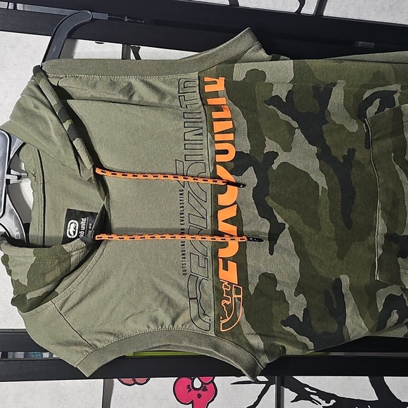 Ecko Green Camo Sleeveless Hoodie Size Medium - Picture 2 of 7
